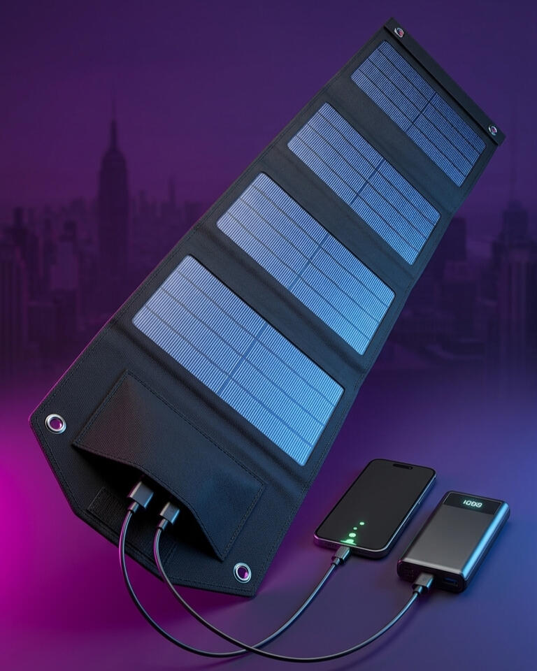 Panno Solè Pòtab ki Plye (60W) – Enèji Enfini ak Pò USB